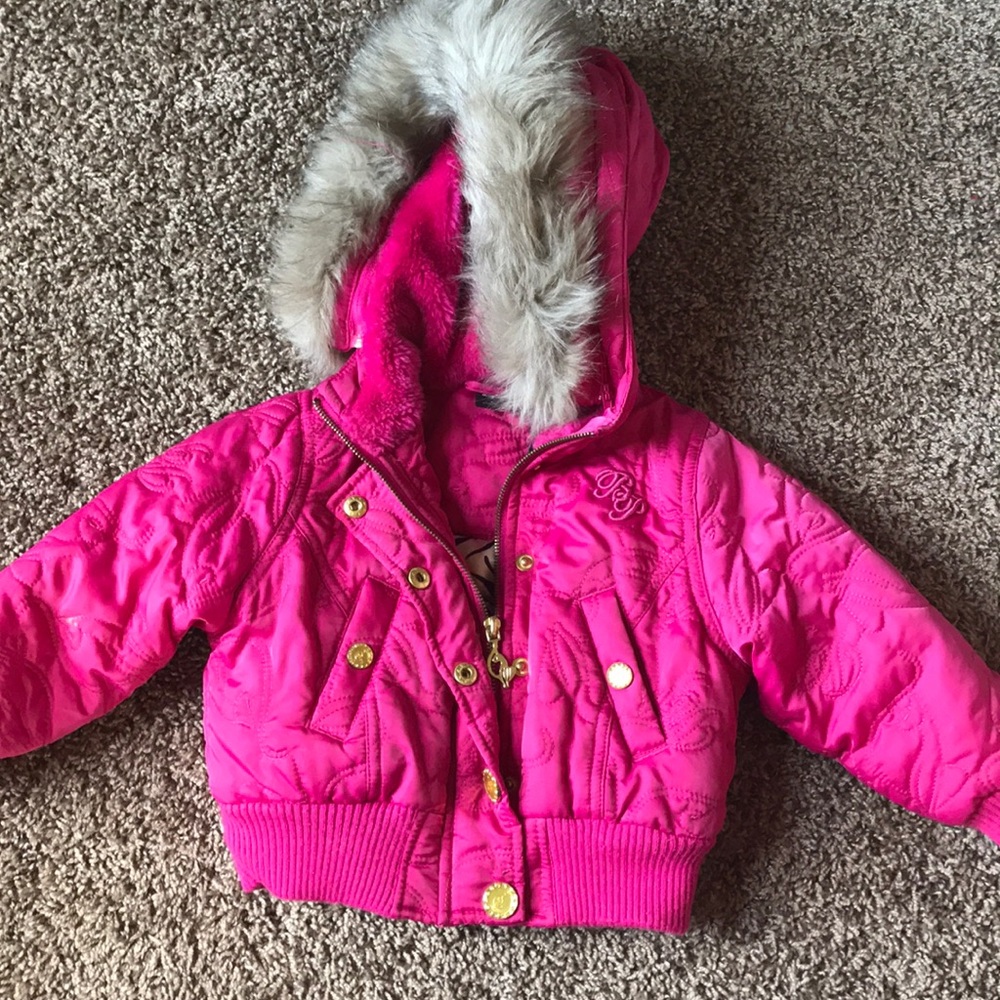 Pink baby phat jacket with fur hood